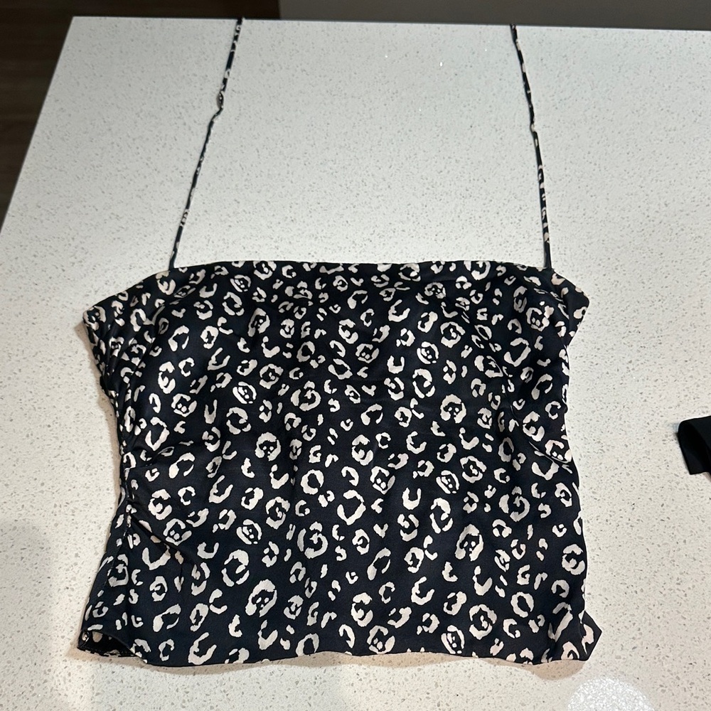 Reformation Black and White Leopard Camisole